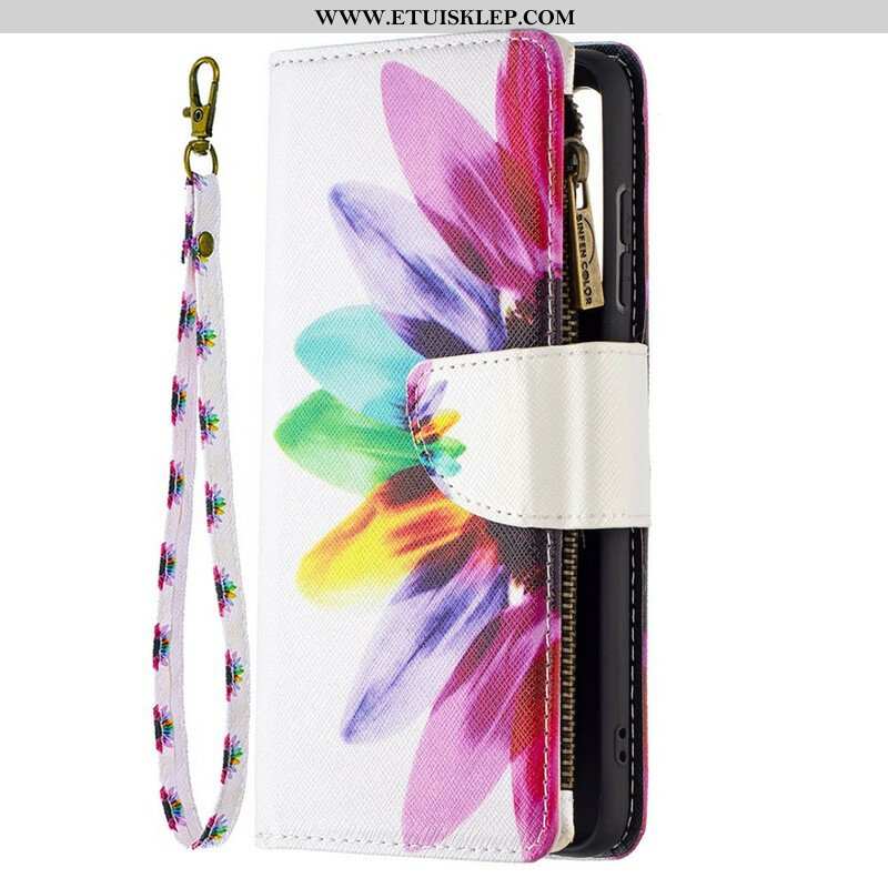 Etui Folio do Samsung Galaxy S21 FE Kieszonka Zapinana Na Zamek W Kwiaty